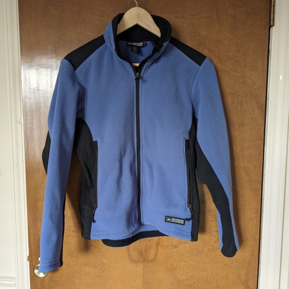 REI Purple Blue Black Full Zip Fleece Wind Pro Jacket Coat